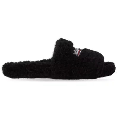 BB FUR SLIDES - BLACK